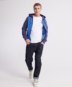 Superdry Classic Varsity Raglan Cipzár Férfi Kapucnis Pulóver Kék | YGNXT2034